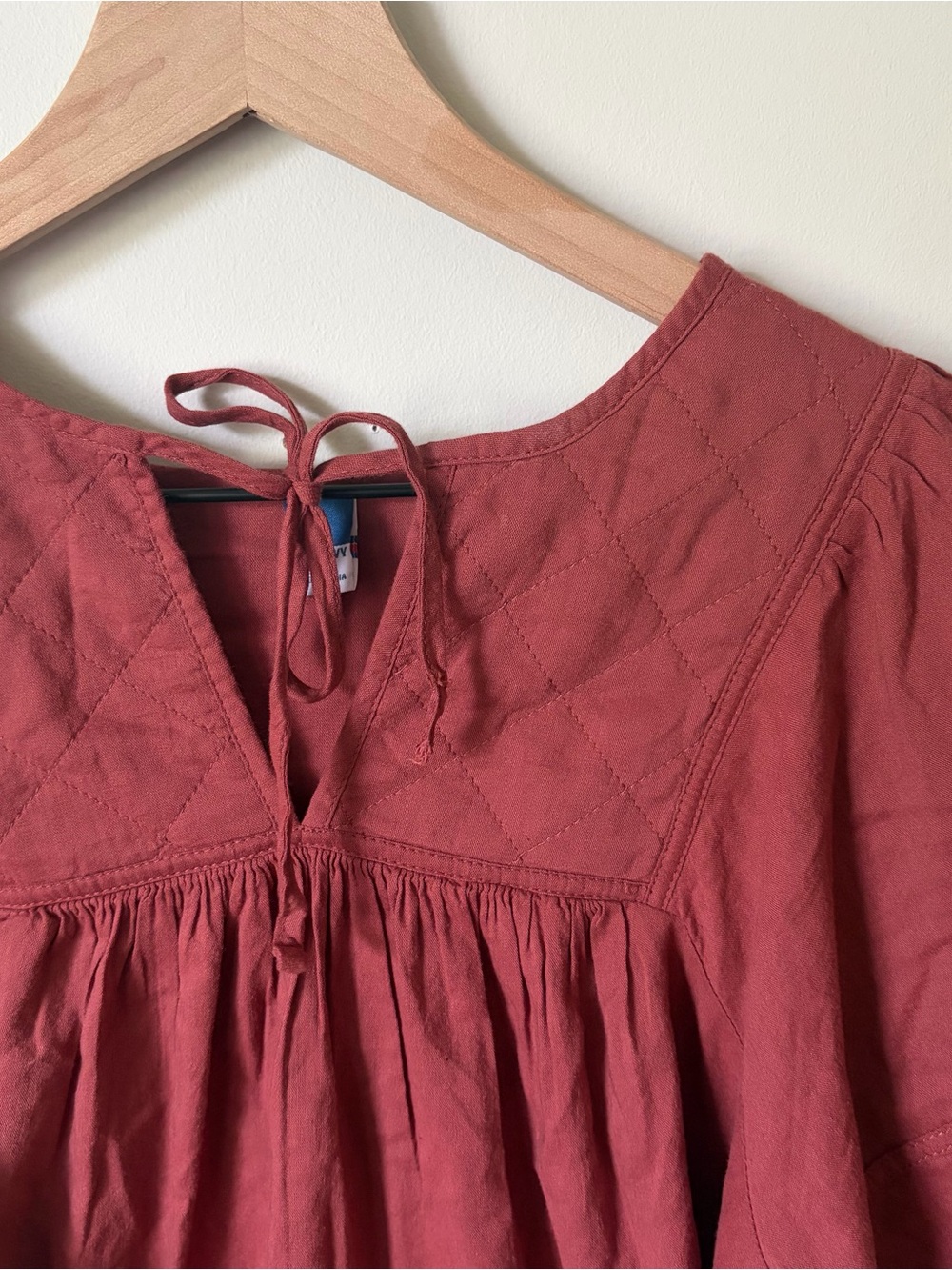 Pink Peasant Tie-Neck Blouse